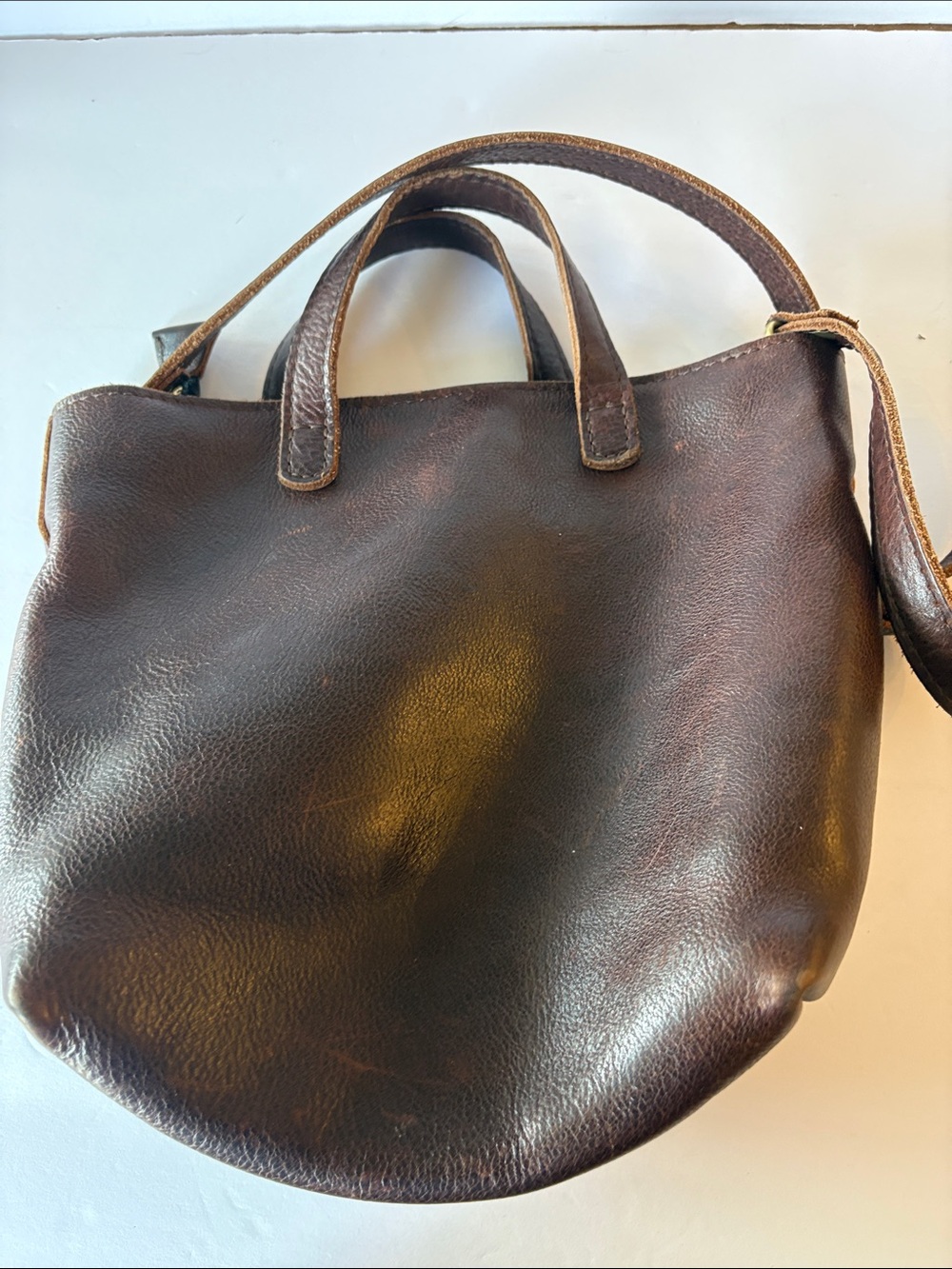 Portland Leather Dark Brown Leather Messenger Tote - Picture 5 of 10